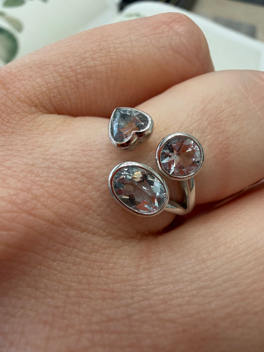 3 shape aquamarine ring
