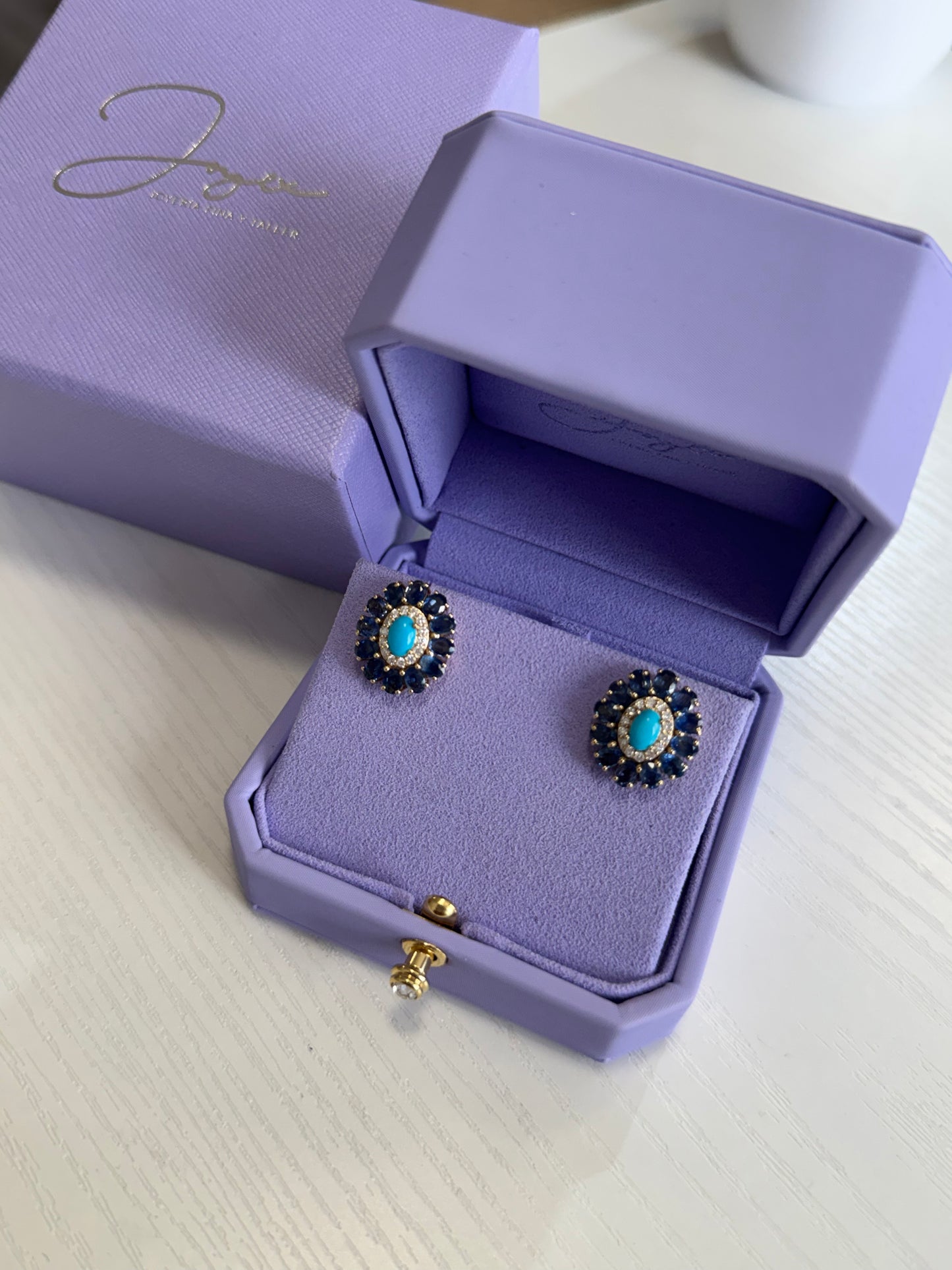 Aretes capri zafiros ovalados