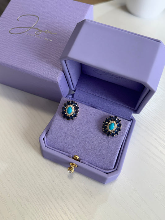 Aretes capri zafiros ovalados