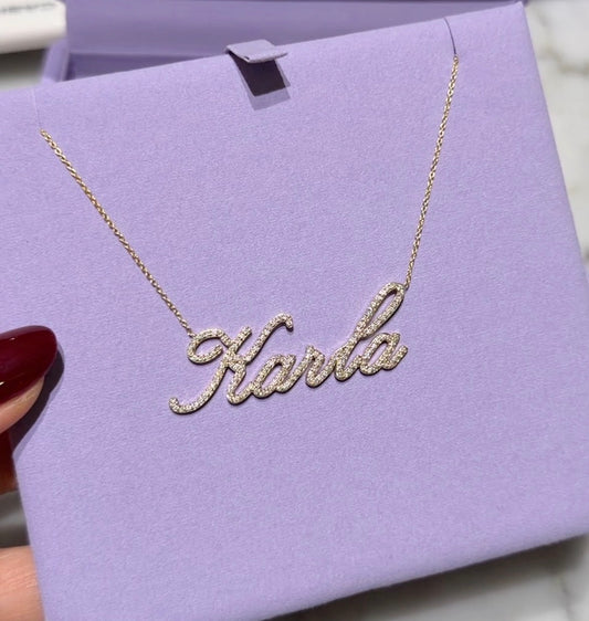Name diamond necklace oro rosa