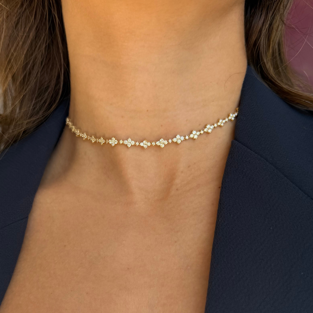Diamond flower choker ajustable