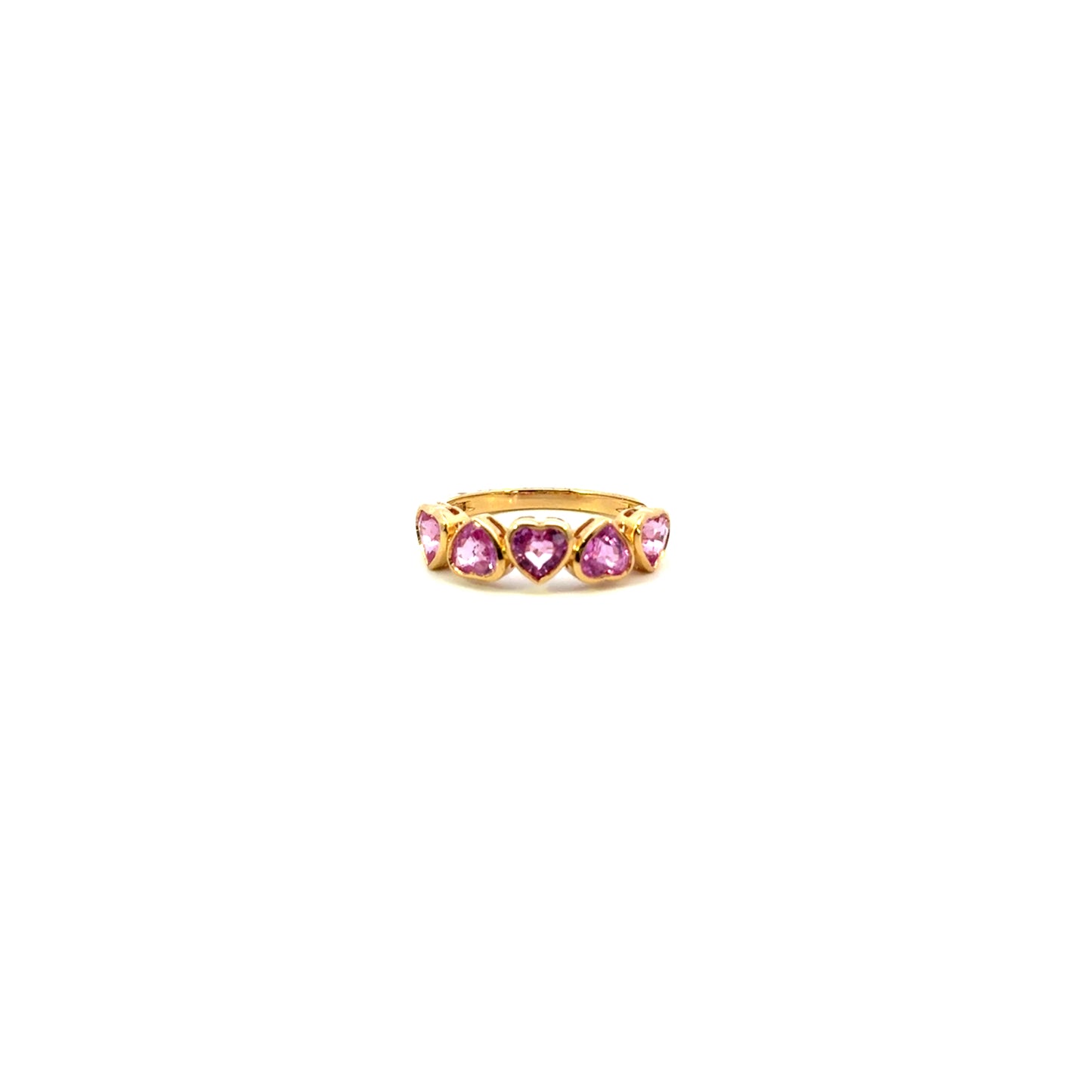 Anillo corazones zafiros rosas biselados
