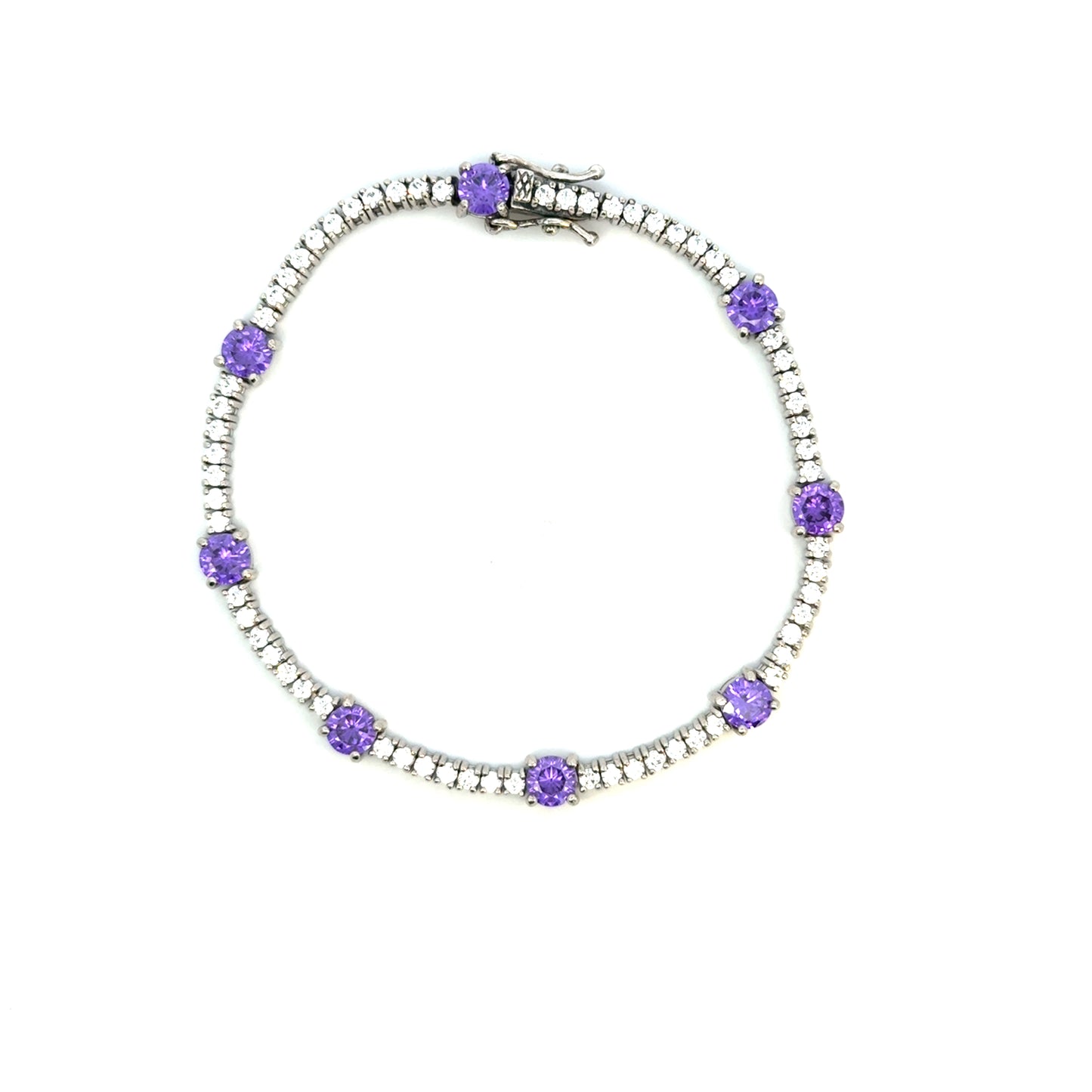 Pulsera plata tennis circonias moradas