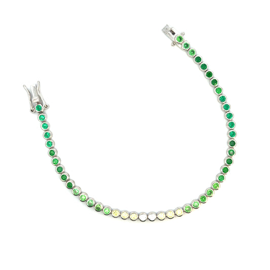 Pulsera plata tennis bracelet verde degradado