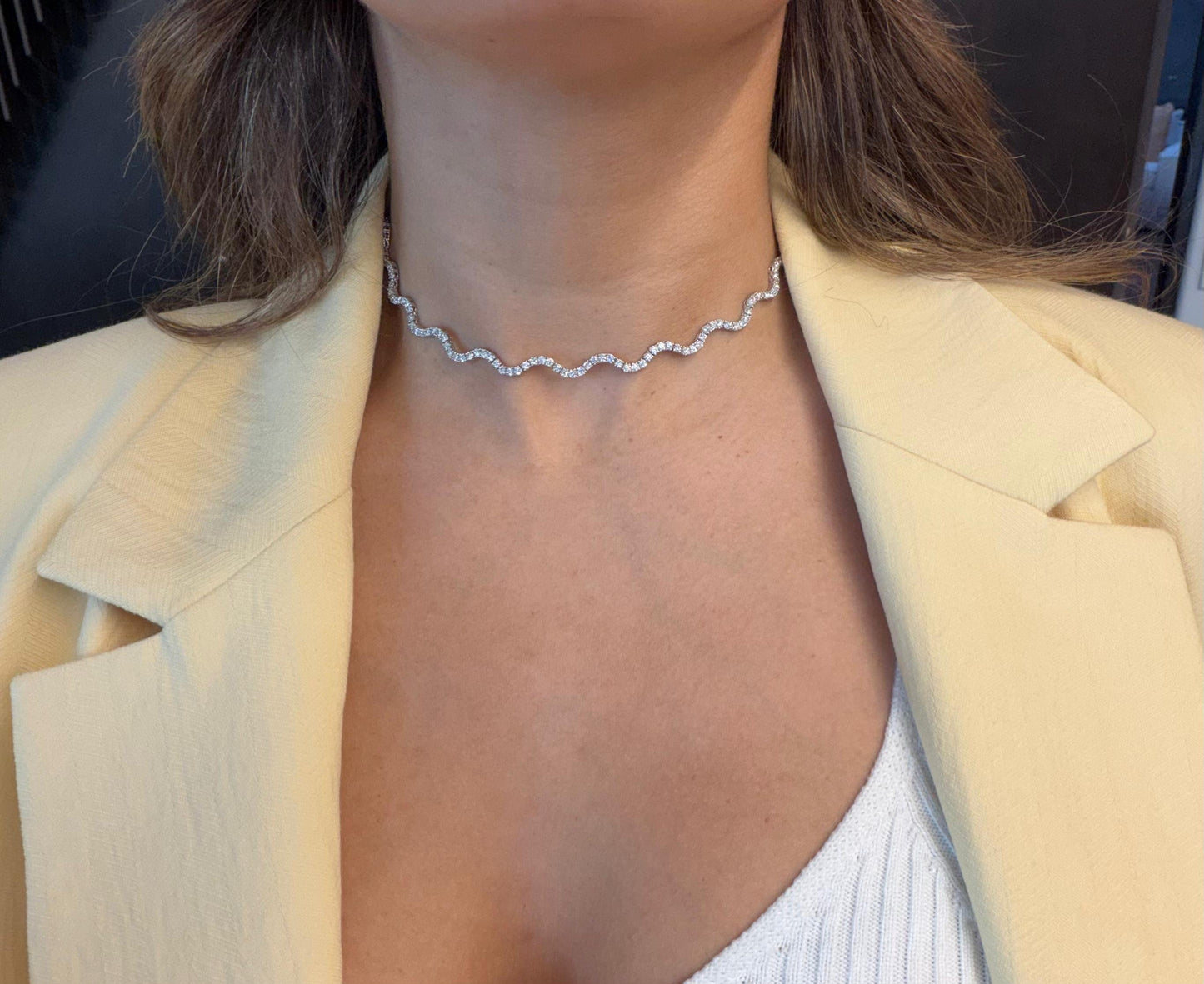 Gargantilla wavy diamantes