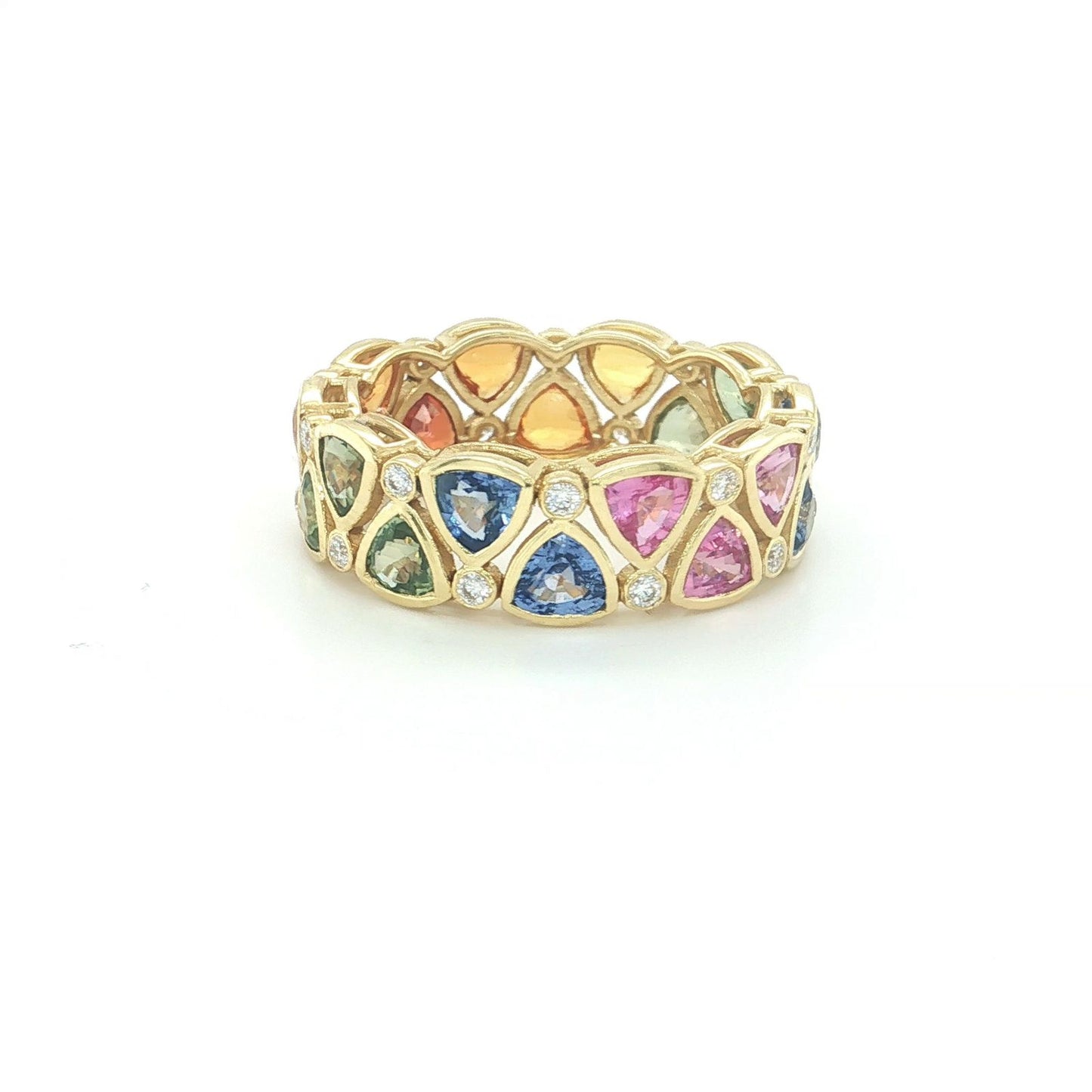 Anillo Multisapphire triangular completo