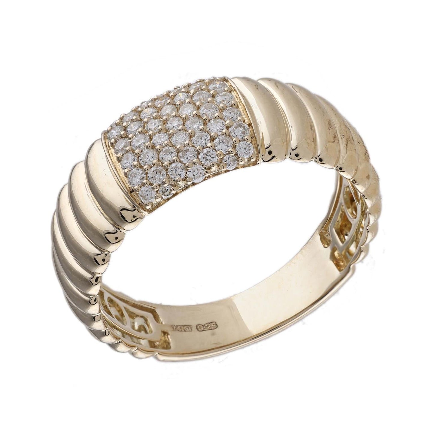 Anillo rayado con diamantes