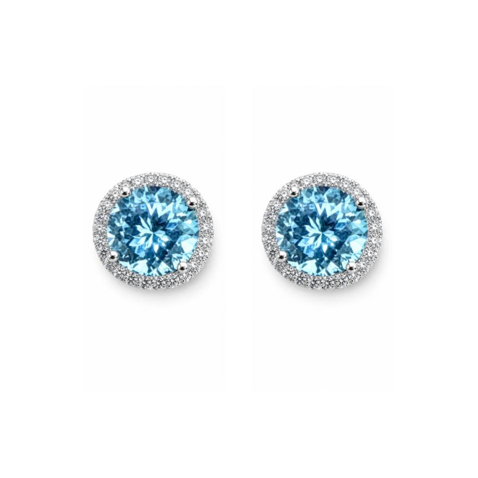 Aretes circón azul natural
