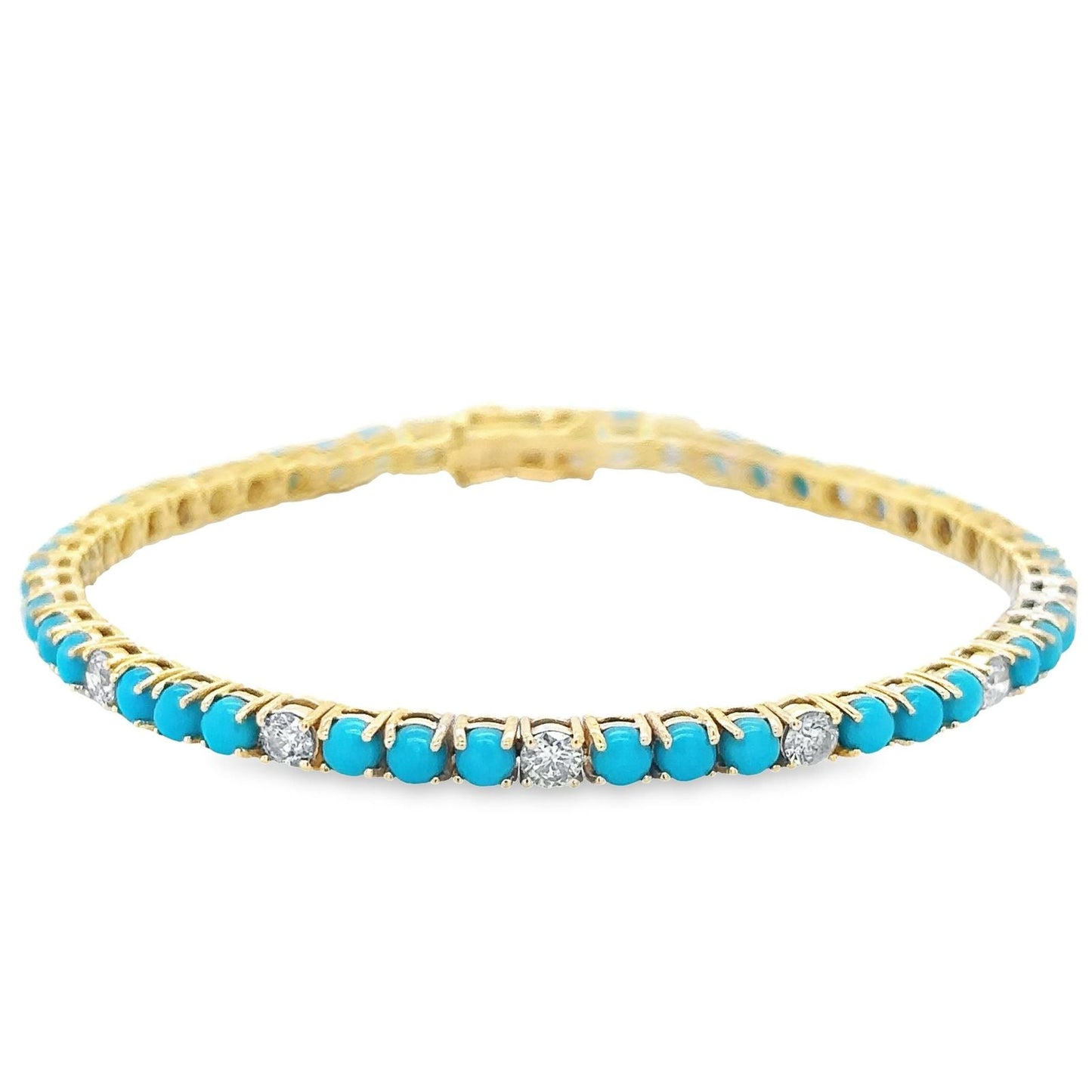 Tennis bracelet de turquesas con diamantes