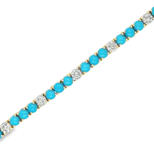 Tennis bracelet de turquesas con diamantes