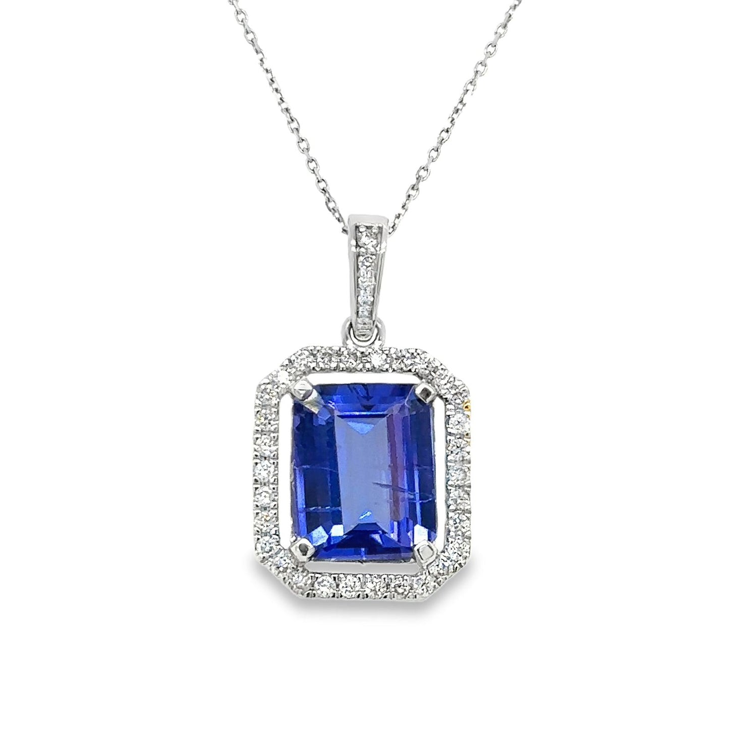 Dije de Tanzanita con halo de diamantes