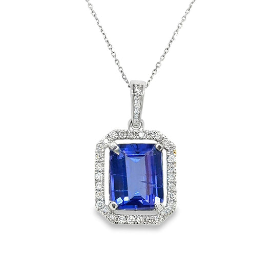 Dije de Tanzanita con halo de diamantes