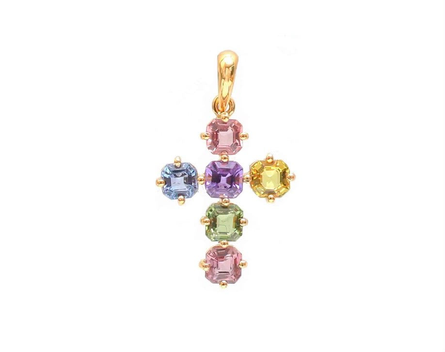 Cruz de zafiros de colores