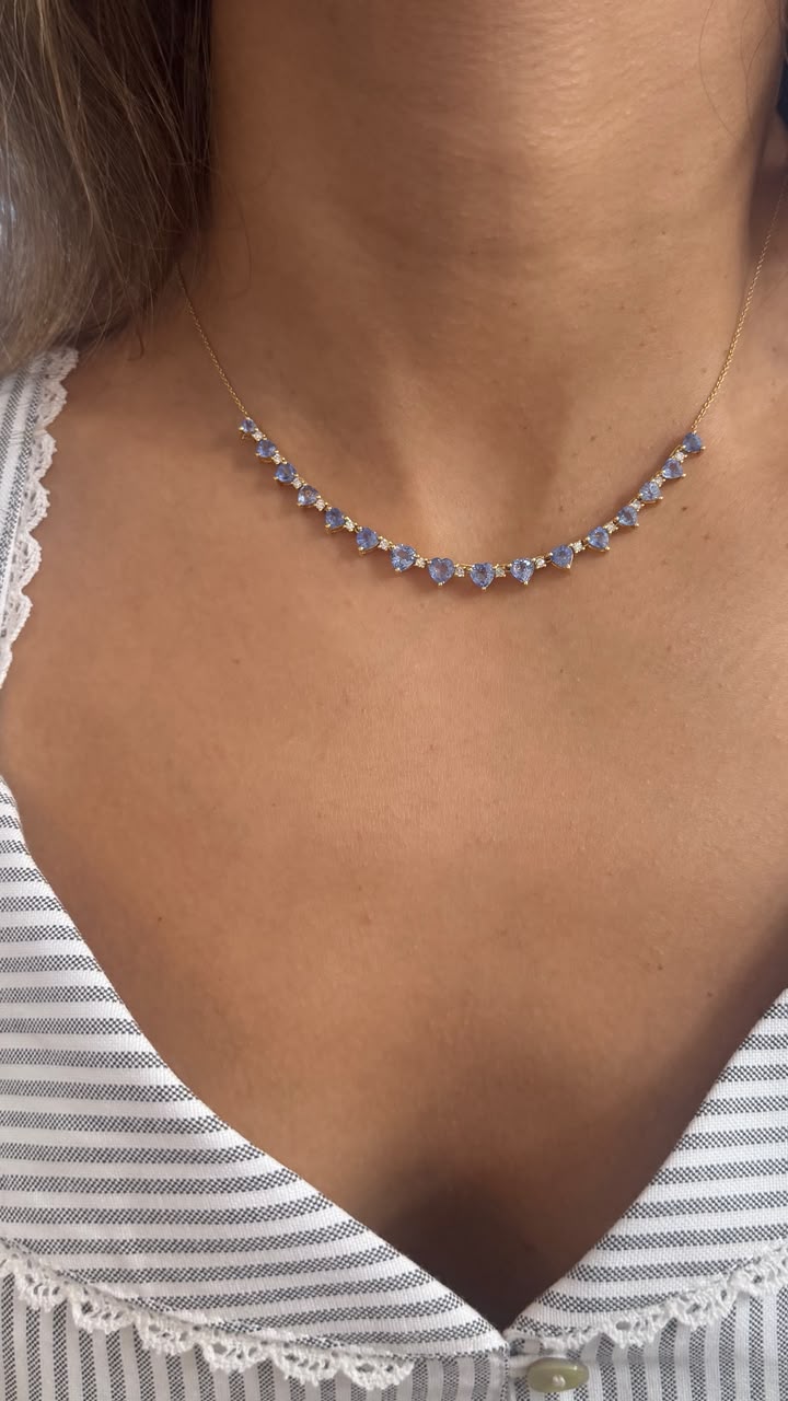 Gargantilla zafiros corazones