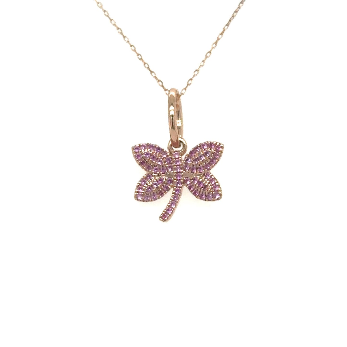 Libélula de zafiros rosas en oro rosa 14k