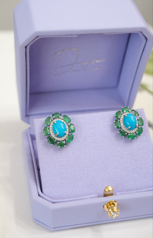 Aretes turquesa y esmeralda