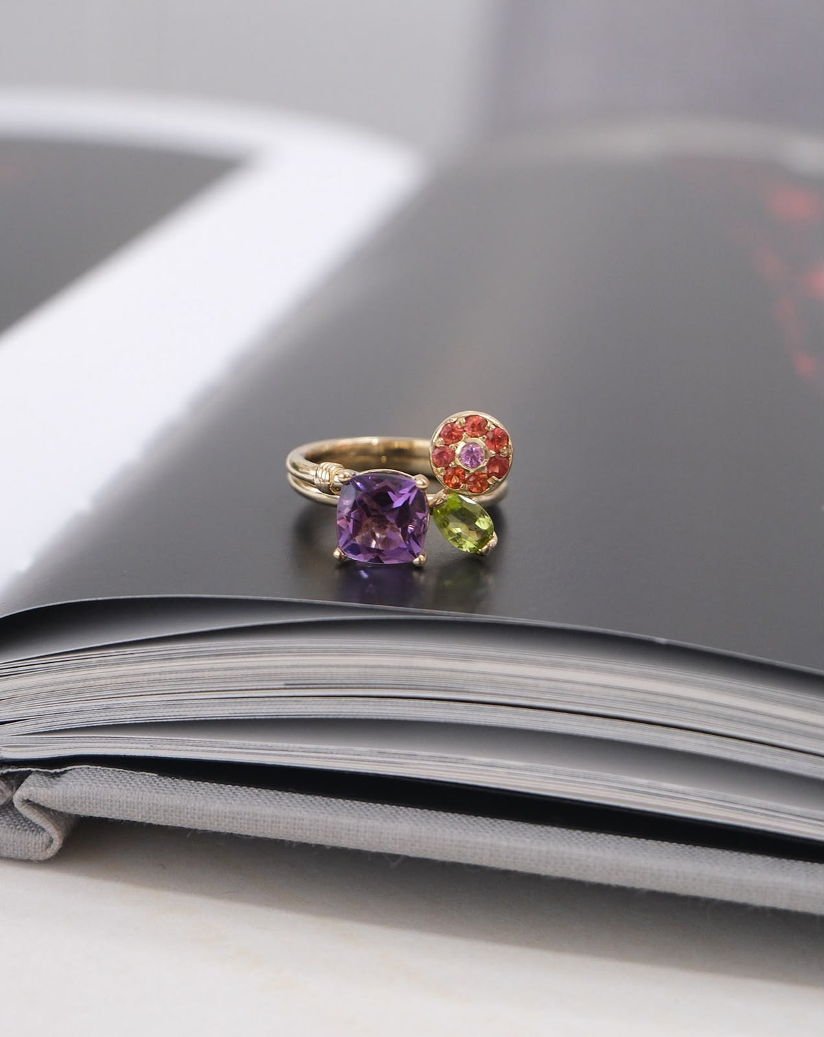 Duo ring amatista y zafiros