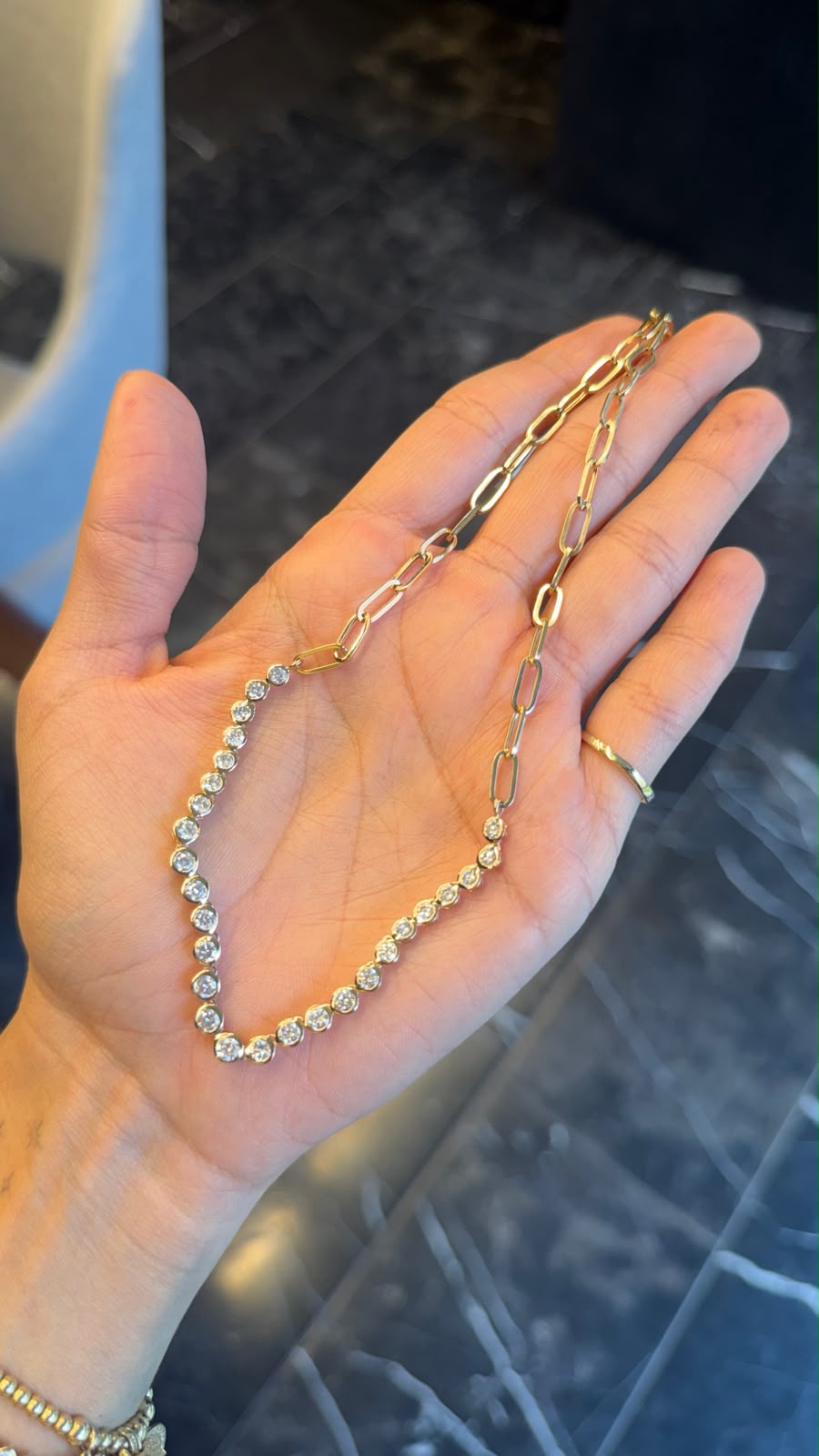 Gargantilla diamantes naturales biselados con paperclip