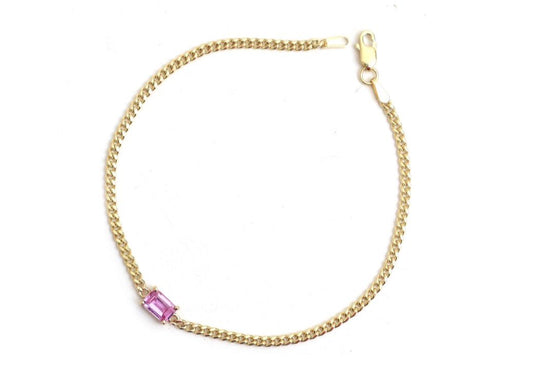 Pulsera zafiro rosa corte esmeralda