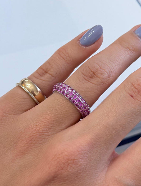 Hot pink sapphire bubble ring