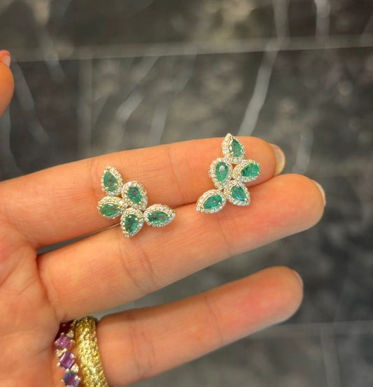 Aretes cluster Esmeralda gotas