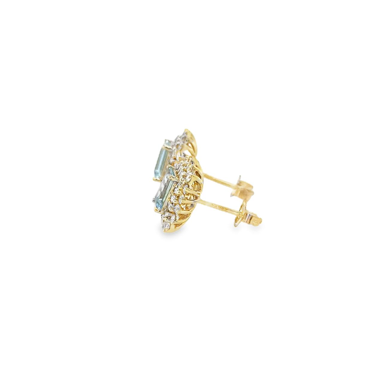 Aretes Ana aguamarinas doble halo con diamantes