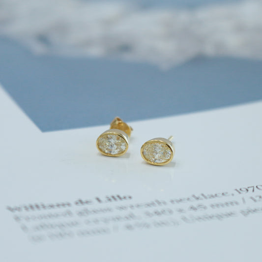 Aretes diamantes naturales oval biselado