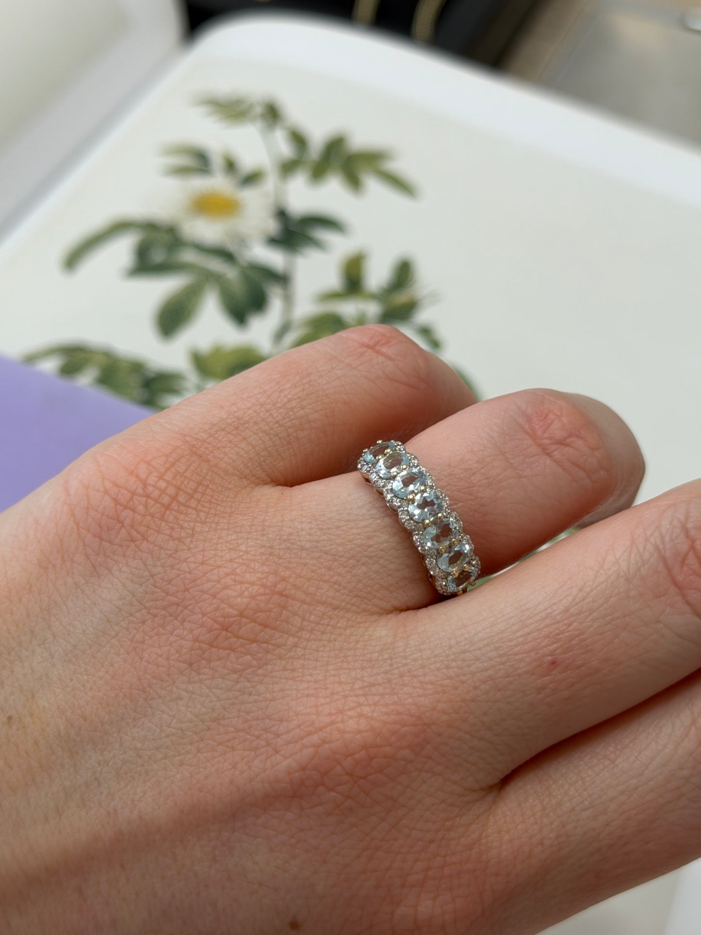 Aquamarine and diamonds band