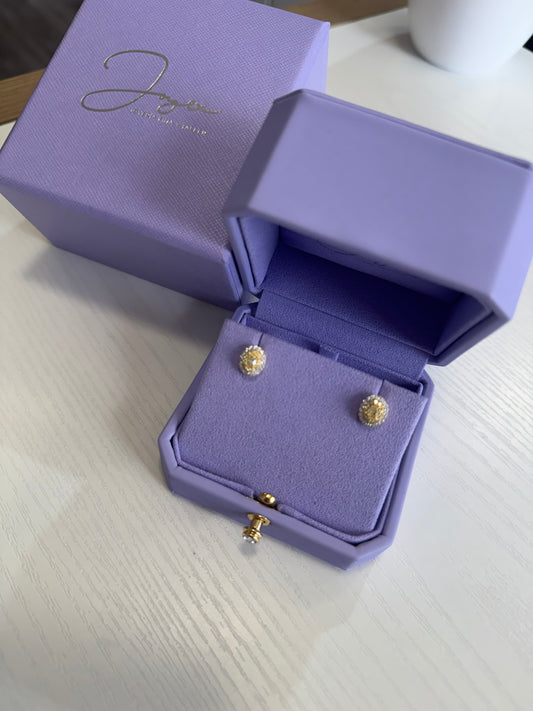 Aretes oval diamante amarillo