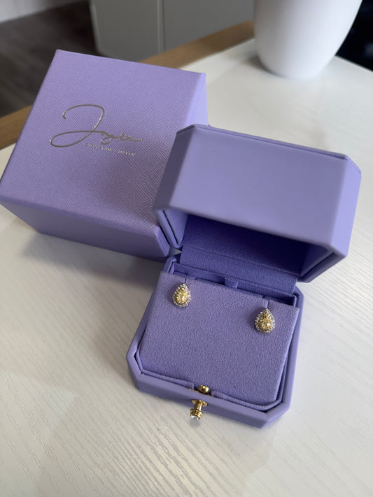 Aretes gota diamante amarillo