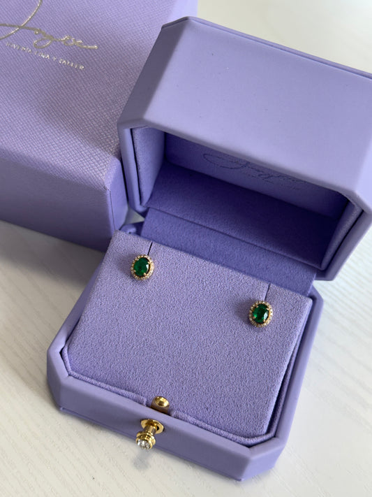 Aretes esmeralda oval mini