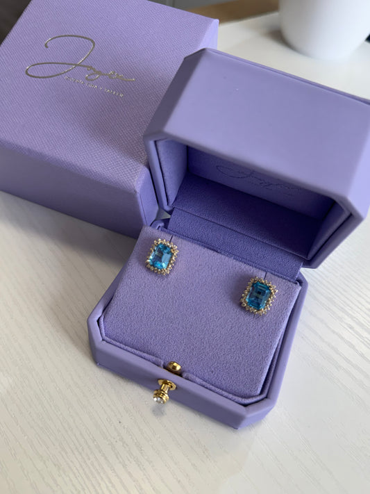 Aretes topacios corte esmeralda