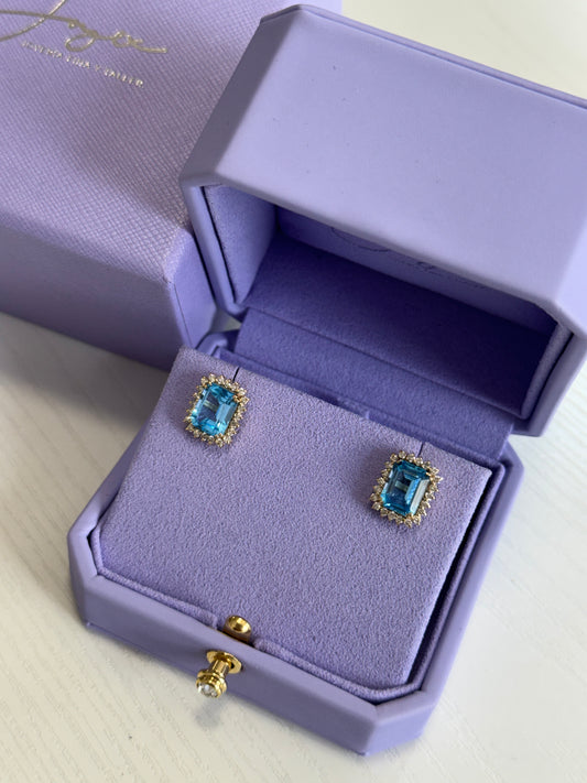 Aretes topacios corte esmeralda