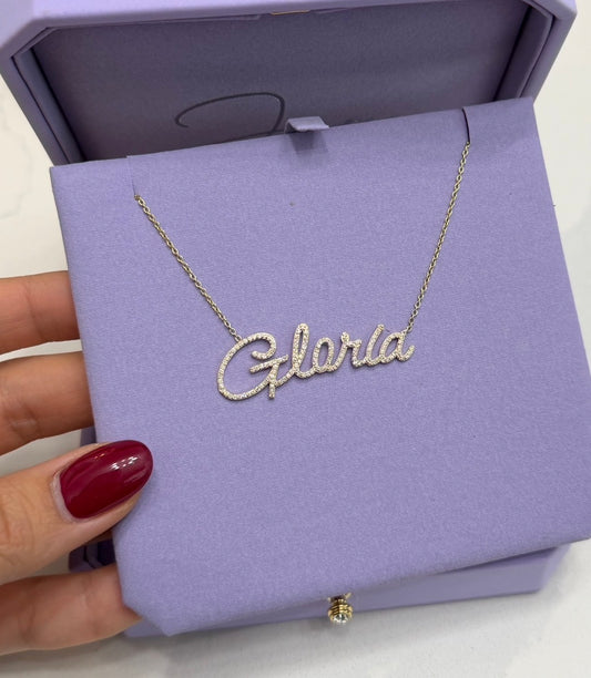 Name diamond necklace oro amarillo