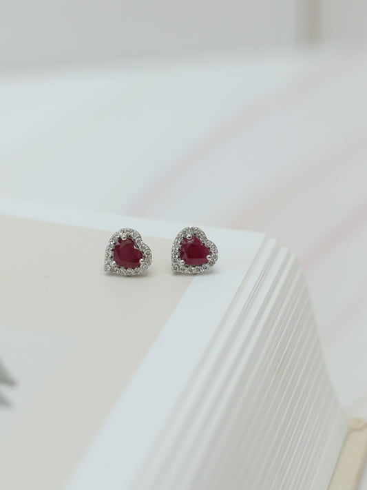 Aretes Corazón Rubí