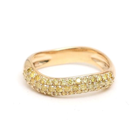 Wavy yellow diamonds half bubble ring