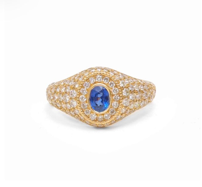 Anillo pinky pave zafiro