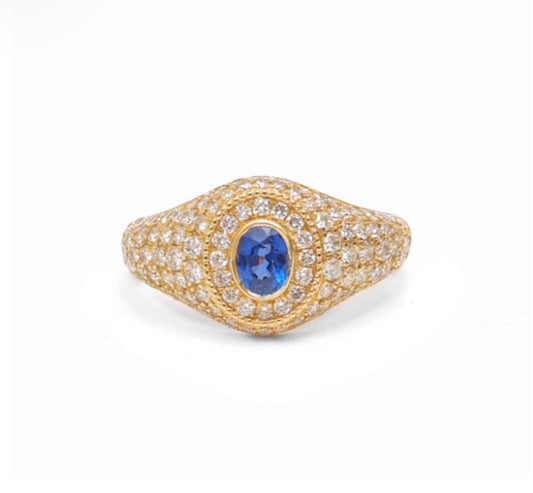 Anillo pinky pave zafiro