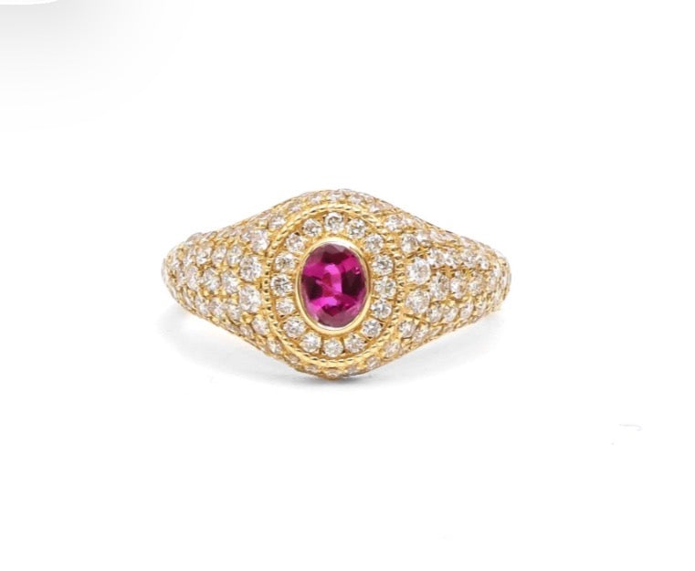 Anillo pinky pave rubí
