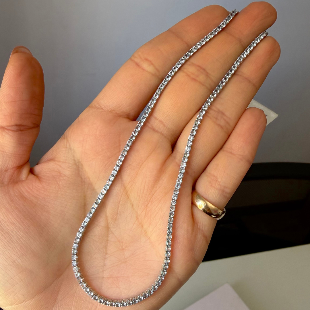 Aquamarine tennis necklace
