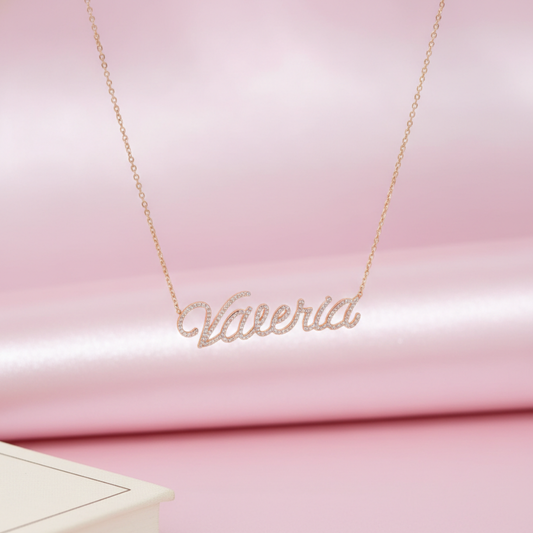Name diamond necklace oro rosa