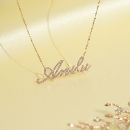 Name diamond necklace oro amarillo