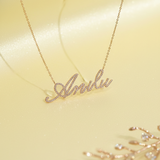 Name diamond necklace oro amarillo