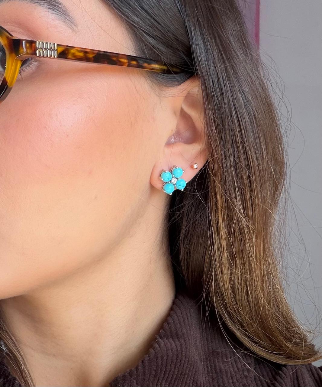 Aretes flores turquesas