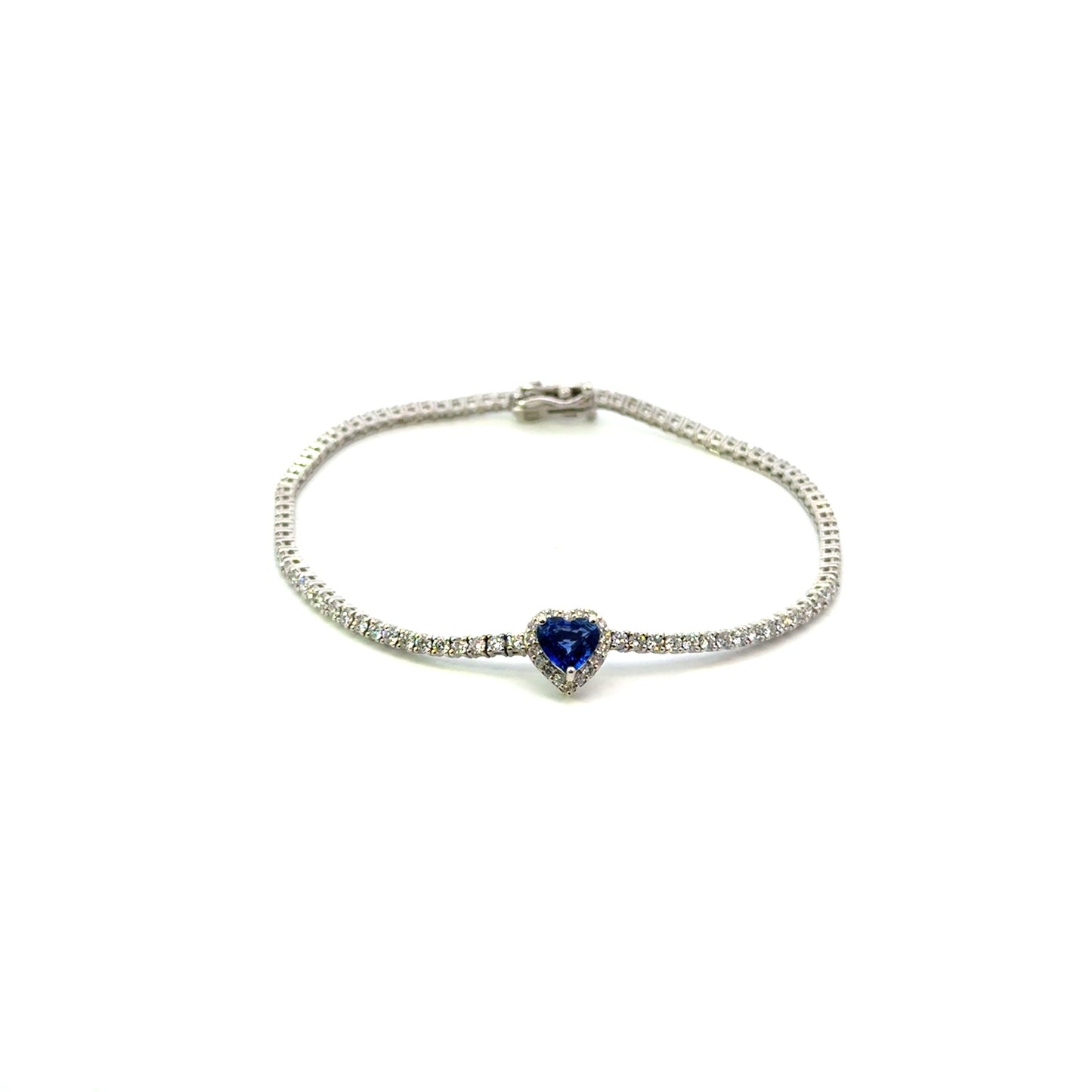 Pulsera corazón zafiro y diamantes