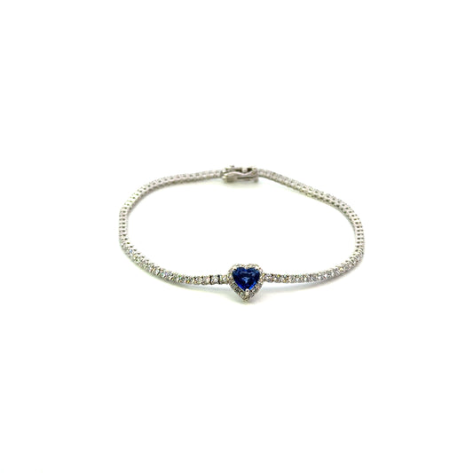Pulsera corazón zafiro y diamantes