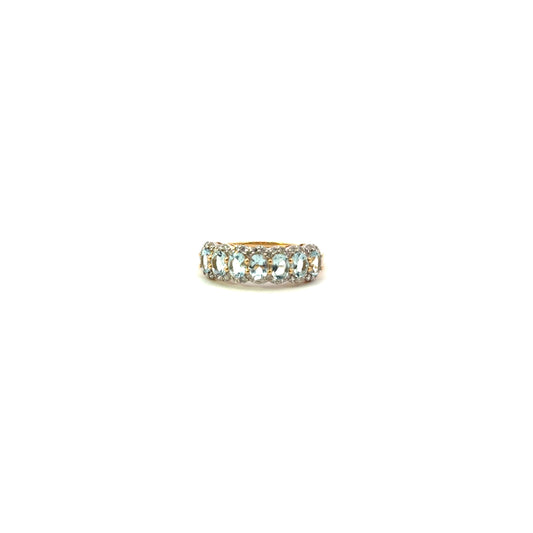 Anillo aguamarina y brillantes