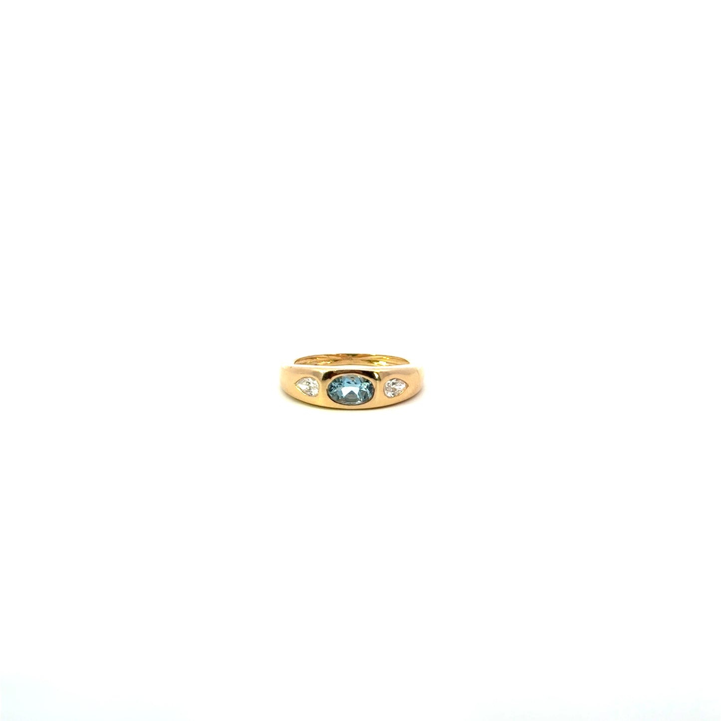 Anillo chunky aguamarina y brillantes