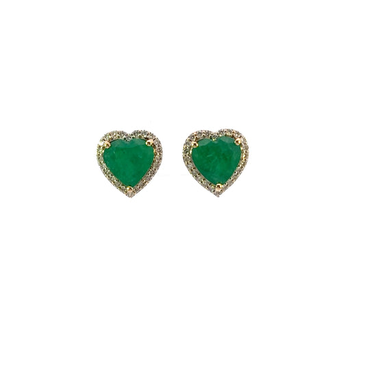 Aretes corazón esmeralda jumbo