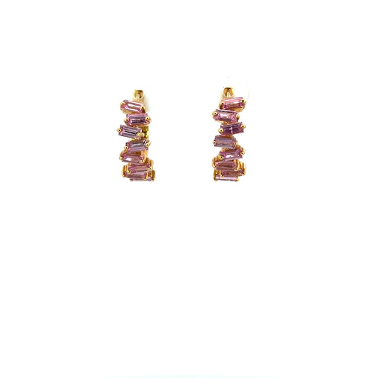 Aretes arracadas zafiros rosas baguettes